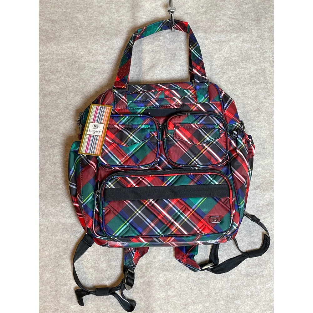 Lug Legacy Quilted Convertible Backpack Highland Multi Plaid Tote Bag NEW
